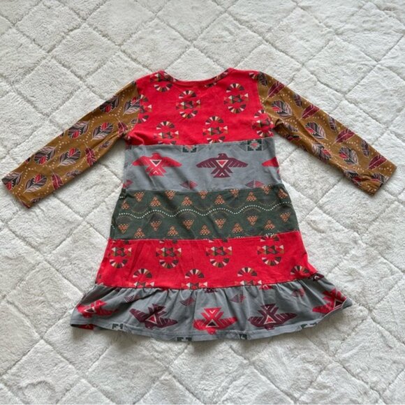 Jelly The Pug | Red & Gray Feather Aztec Tribal Cameron Knit Dress | Size 5 - Picture 5 of 10